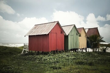 Obraz premium red barn in the field