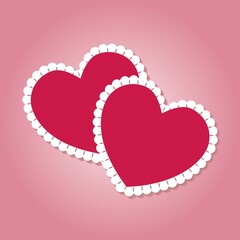 Card template with two hearts in paper style. - 480435475
