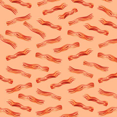 Seamless pattern of bacon food concept illustration template