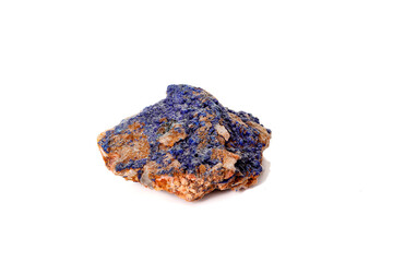 Macro mineral stone Malachite and Azurite against white background