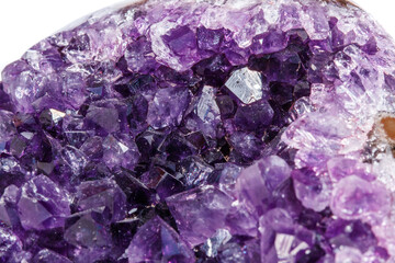 Fototapeta premium Amethyst Crystal Druse macro mineral on white background