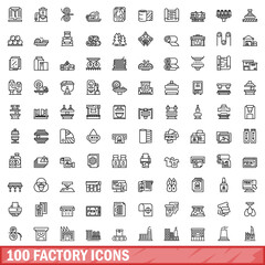 Obraz na płótnie Canvas 100 factory icons set, outline style
