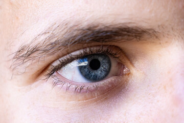 Macro photography of the pupil of a young man eye