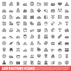 Fototapeta na wymiar 100 factory icons set, outline style