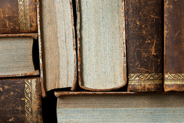 A closeup of antique books
