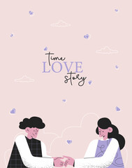 Valentine's Day. Couple in love, flat design. Design template for invitations, flyers and banners.