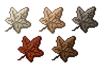 Maple leaf pixel art. Vector illustration.