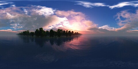 HDRI, environment map , Round panorama, spherical panorama, equidistant projection, panorama 360, Forest and swamp, 3d rendering