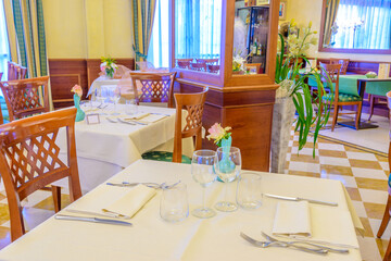Classic dining room in luxury restaurant hotel.