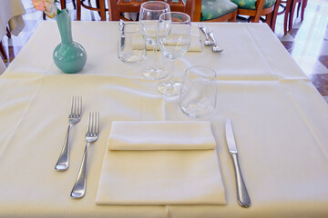 Classic dining room in luxury restaurant, hotel.