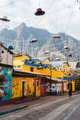 Obraz premium Colorful streets of San Juan La Laguna at Lake Atitlan, Guatemala. 