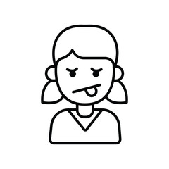 Angry Annoying Girl Line Icon