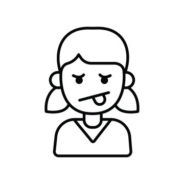 Angry Annoying Girl Line Icon