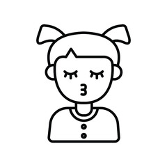 Little Kissing Girl Line Icon