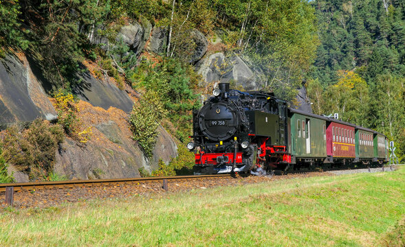 Zittauer Schmalspurbahn, alte Dampflock - old steam locomotive near Zittau