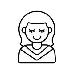 Relaxed Little Girl Character Line Icon