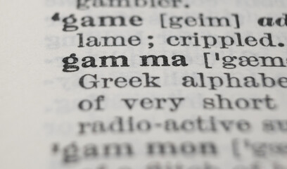 Greek letter Gamma dictionary definition close-up