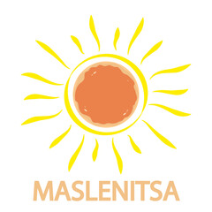 Maslenitsa with pancake and sun, vector art illustration.