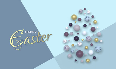 Happy Easter greeting card. 3D illustration.