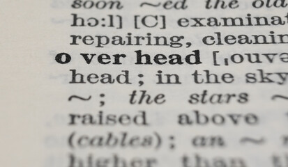 Overhead dictionary definition close-up. Shallow depth of field.