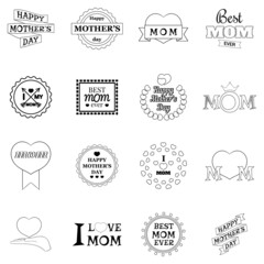Mother Day icon set outline