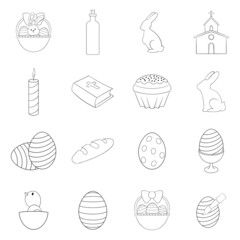 Easter icon set outline
