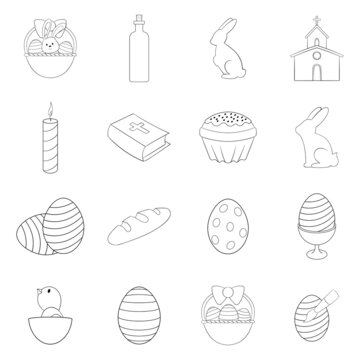 Easter icon set outline