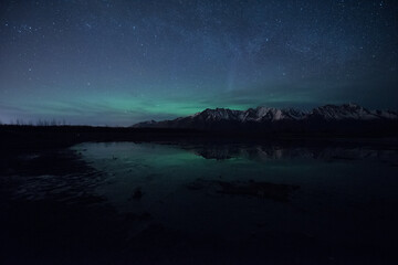 Fototapeta na wymiar Chasing the Northern Lights in Alaska
