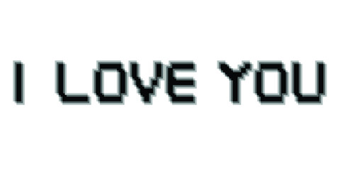 I love you . Pixelated words  . Game design. Vector Illustration.