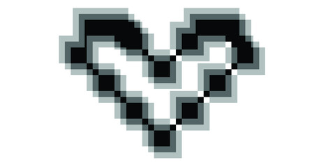 Fototapeta premium Glitch distorted geometric shape . Blurred heart .Minimal art design . Noise destroyed logo . Trendy defect error shapes . Glitched frame .Pixel effect .vector 
