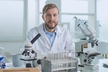 In a Modern Laboratory Research Scientist Conducts Experiments