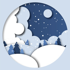 cartoon winter snow postcard