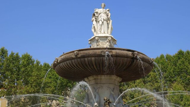 Fontaine de la Rotonde, an historic fountain located on the Place de la Rotonde, at the bottom of the Cours Mirabeau in the centre of Aix-en-Provence