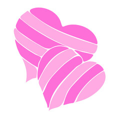 Pink hearts icon for wedding invitation, love logo template vector.