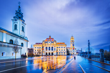 Oradea, Crisana - City Hall morning twilight, Romania destination