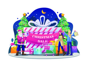 Christmas Sale Flat Illustration