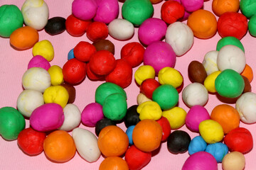 Fototapeta na wymiar small colorful plasticine balls