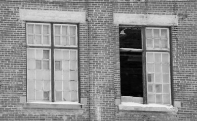 Part of an old abandoned textile factory in a town in Quebec in Canada