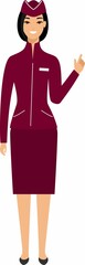 Flat cute cartoon stewardess of aircraft characters in air uniform.