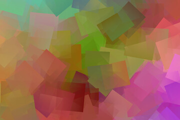 Multi coloured squares mixed in irregular manner to form a digital cubism fractal background. Computer rendered illustration.	