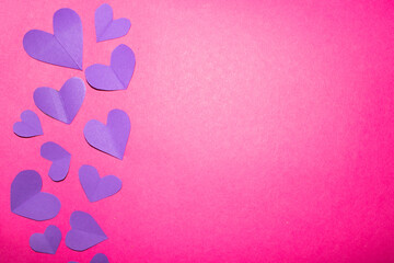 Pink and Purple Paper Love Hearts Cut Out for Background for Valentines Day or Weddings