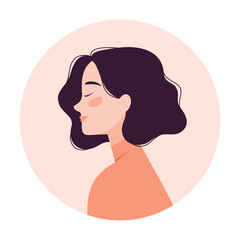 Portrait of a beautiful young woman with short wavy hair