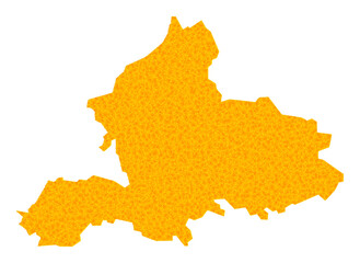 Vector Golden map of Gelderland Province. Map of Gelderland Province is isolated on a white background. Golden particles texture based on solid yellow map of Gelderland Province.