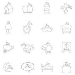 Sleep symbols icon set outline