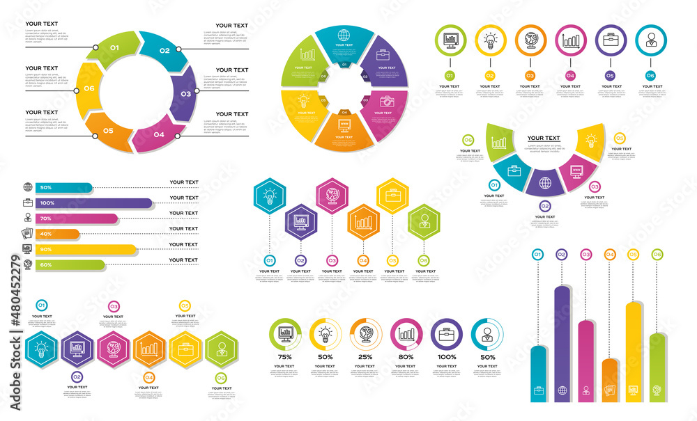 Poster modern set infographic template with diagram and statistics bars. charts for finance report. can be 
