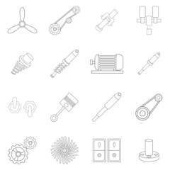 Obraz premium Mechanism parts icon set outline