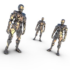 drei humanoide Roboter stehend