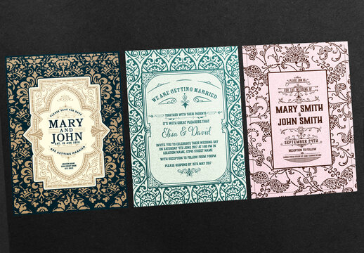 Set of 3 Vintage Wedding Cards