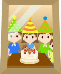 家族の誕生日記念写真