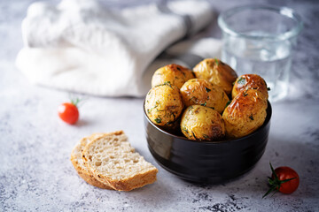 Roasted potato in a bowl
